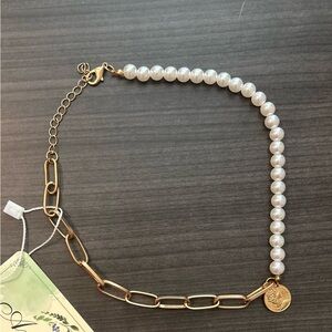 Elegant Pearl Paperclip Chain Necklace